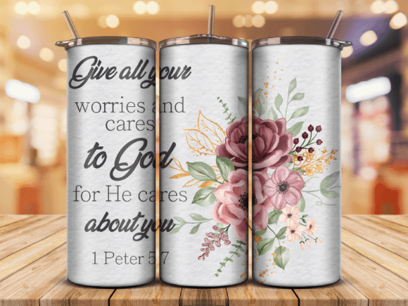 1Peter 5 7 Christian Skinny Tumbler Wrap