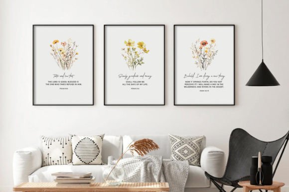 Christian Set of 3 Bible Verse Print Illustrations