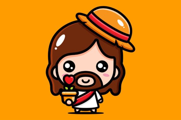 Cute Jesus Carries the Seed of Love Illustrations