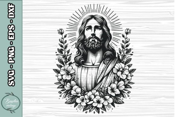 Floral Jesus SVG Clipart 01