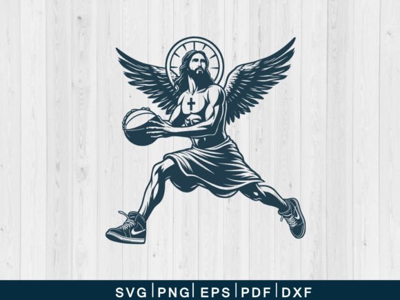 Jesus Playing Basketball Svg Vector File for Crafts