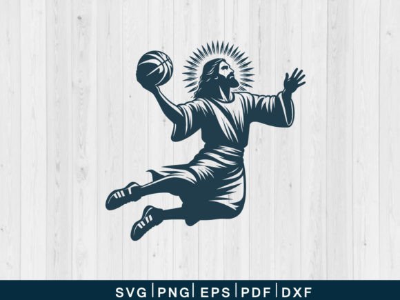 Jesus Playing Basketball Svg Vector for Crafts