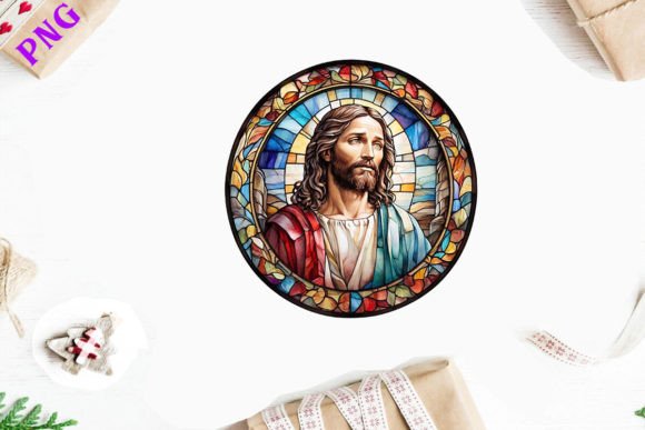 Jesus Stained Glass Wind Spinner Png Illustrations