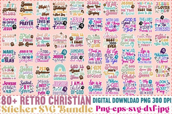 Mega Retro Christian Sticker SVG Bundle