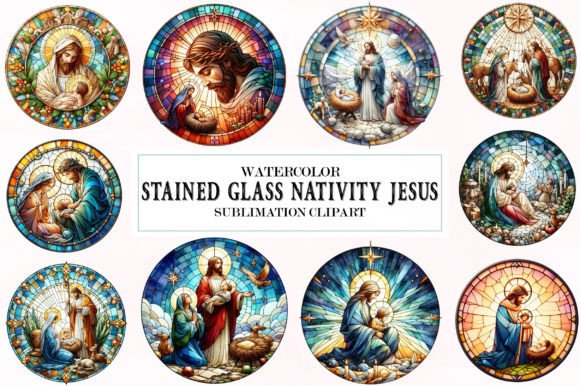Stained Glass Nativity Jesus Clipart