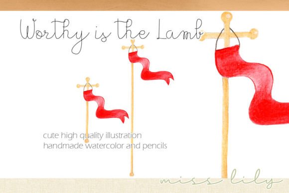 Waving Red Christian Flag Illustrations